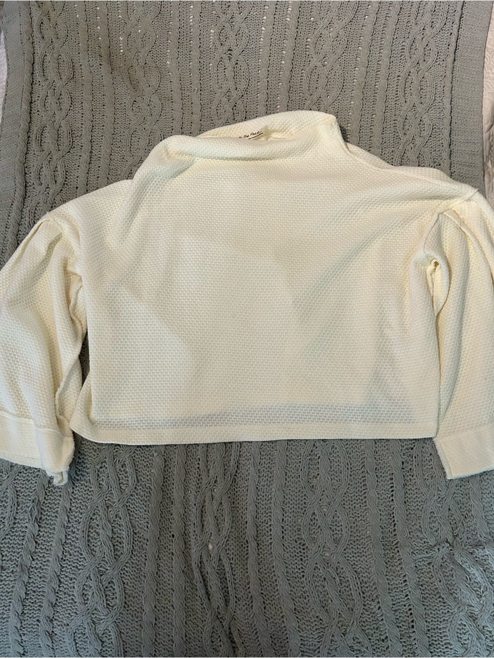 We The Free Cropped Cream Waffle Turtleneck Sweater
